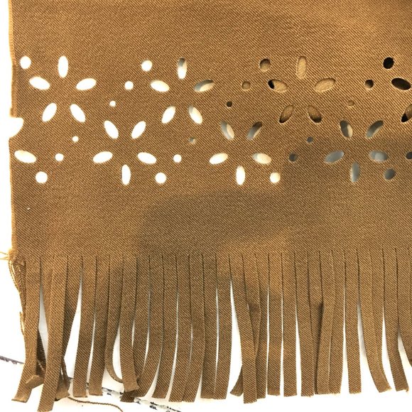 FAUX SUEDE leather fabric w/ cutouts  fringe 2 Yrds - Picture 1 of 7
